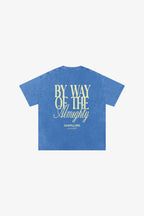 By Way Of Almighty washed heavyweight cotton tee by 5ivepillars in Dark Green, Sky Blue, and Grey