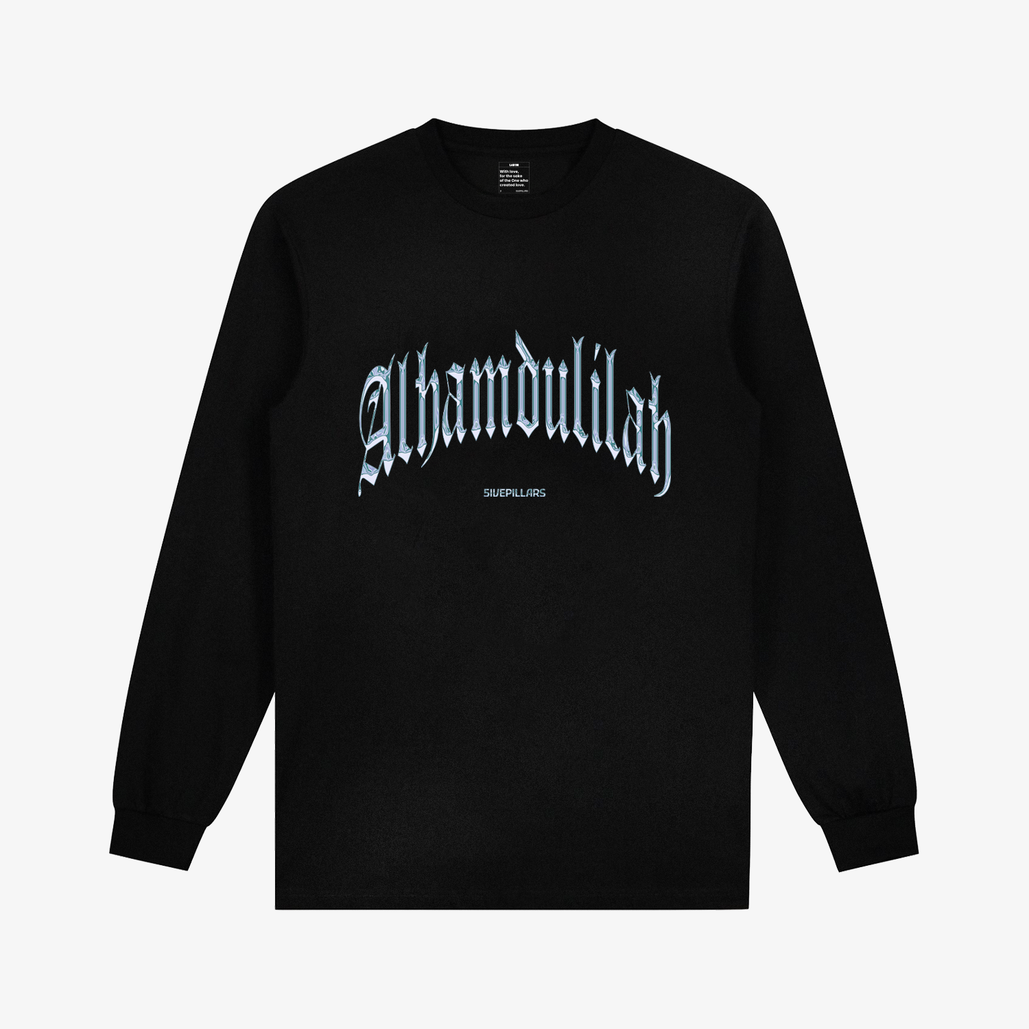 Alhamdulillah Chrome Long Sleeve Tee - Washed Black