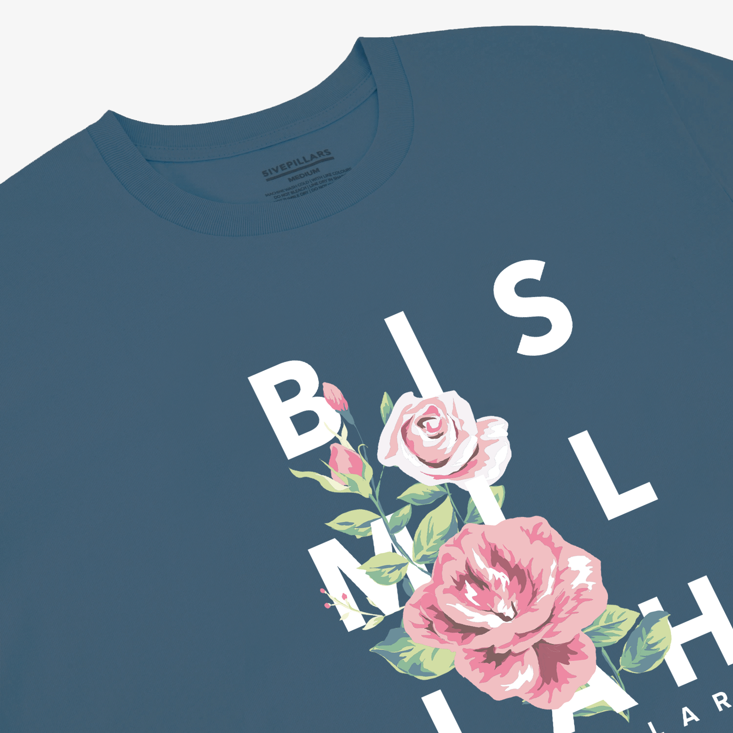 Bismillah Flower Tee - Navy