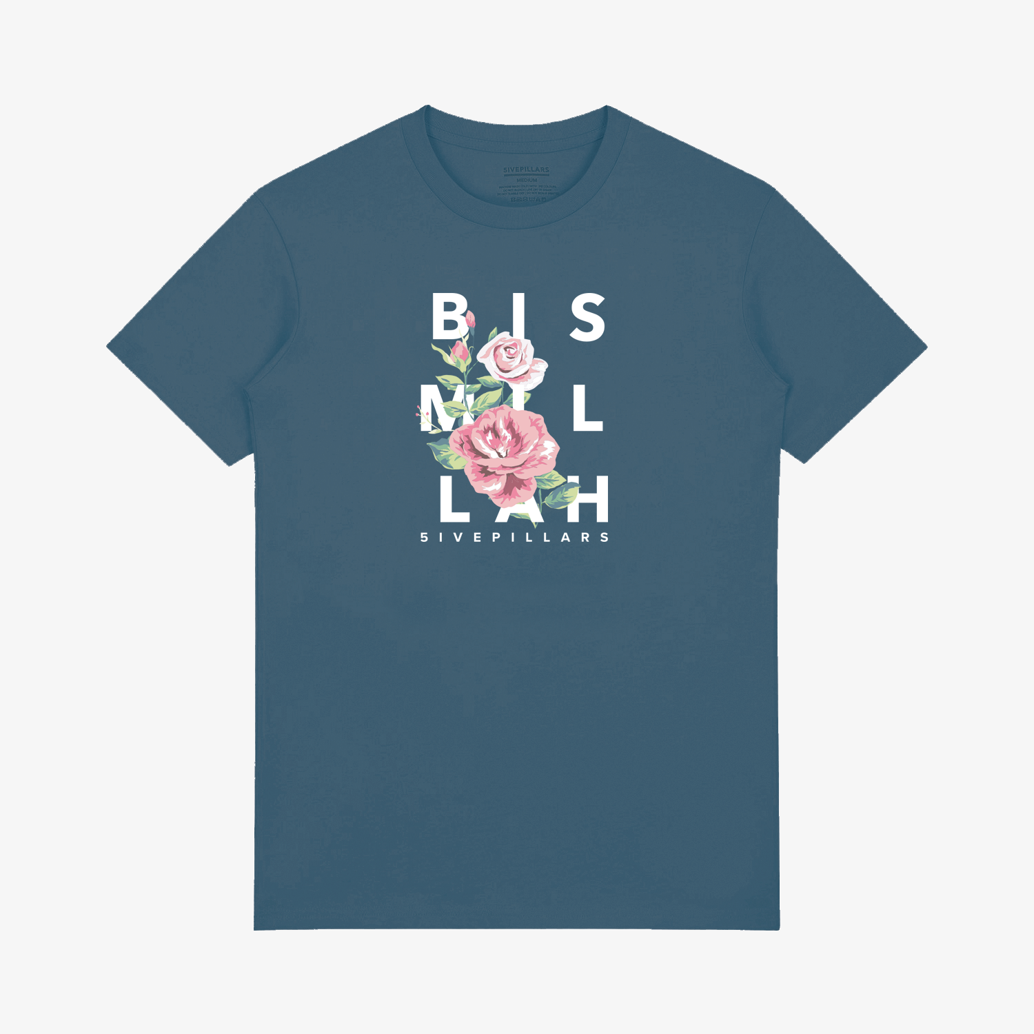 Bismillah Flower Tee - Navy